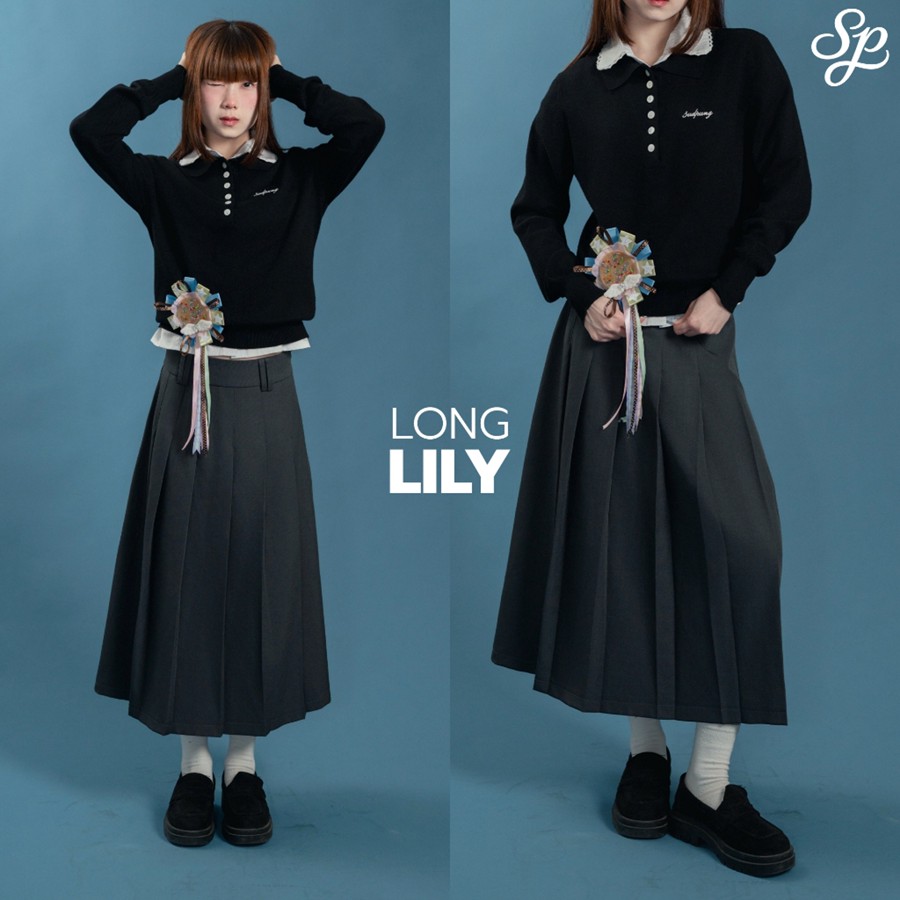 LongLily Long Pleated Skirt by SP Shop